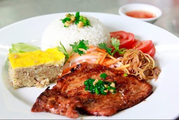 Vietnamese Rice Plate at Saigon Chef Restaurant - jasmine rice with grilled meats and traditional sides in Calgary